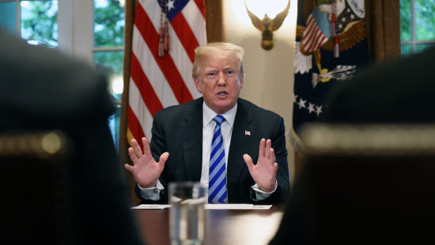 First steel tariffs, next the car industry? US President Donald Trump at a meeting in the Cabinet Room of the White House last week.