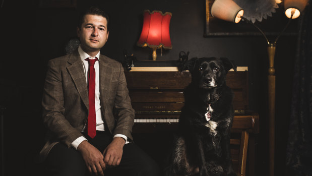 Former Australian Sex Party ACT leader Steven Bailey with his female dog Bruce, opens up about his struggles with mental illness.