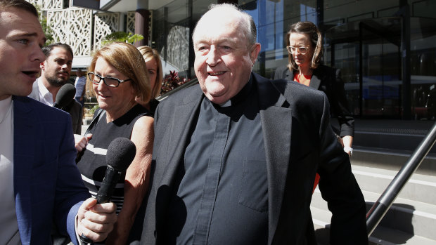 The Archbishop of Adelaide Philip Wilson outside court in April. 