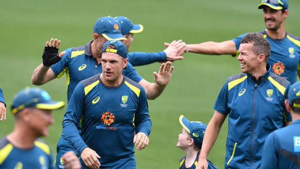 Missing in action: Australia – without a few key players – trains at Adelaide Oval ahead of the first Test.