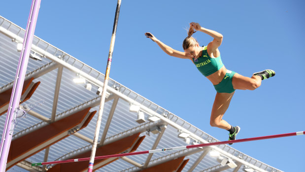 Soaring: Nina Kennedy claimed bronze in the women’s pole vault at the recent world championships.