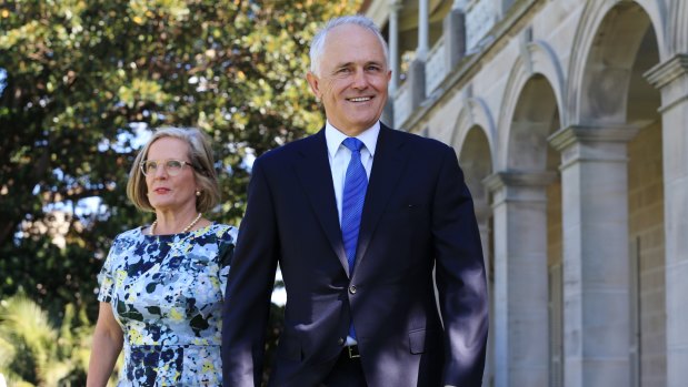 Prime Minister Malcolm Turnbull with wife Lucy. 