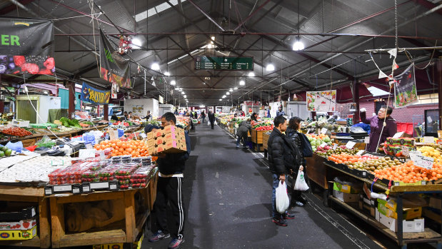  Queen Victoria Market's fruit and vegetable stalls 