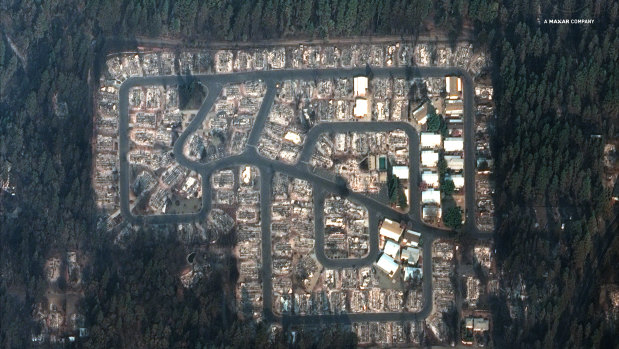 Part of the northern Californian town of Paradise after a wildfire last week. 