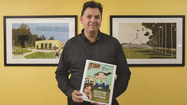 Canberra artist Michael Ashley with his new book which will be launched at Paperchain Manuka on May 3.