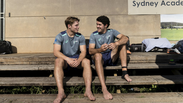 Friends and enemies: From the Clovelly Eagles and the Coogee Seahorses to the Junior Wallabies, Will Harrison (left) and Ben Donaldson have remained rivals and great mates. 