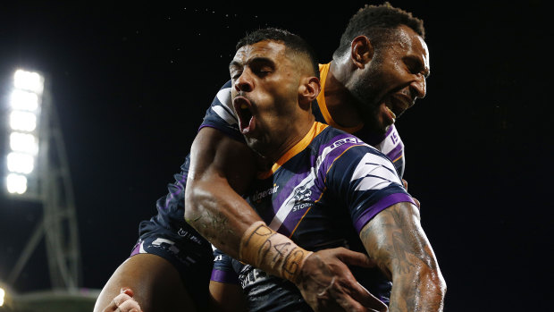 Josh Addo-Carr enjoys the spoils after a forgettable night last week.