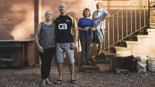 The Dunnet family have been stung heavily by the rates rises. They shared their story with Canberra in April. 
Front, Kim and Tim Dunnet, (behind) and Tim's parents Carol and Peter.