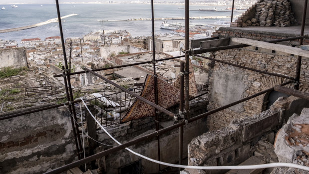 A building under renovation in the Casbah district of Algiers.