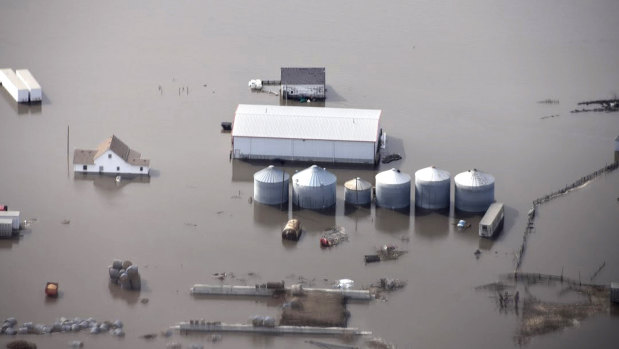 Flooding in rural Iowa, where crops have been devastated. 