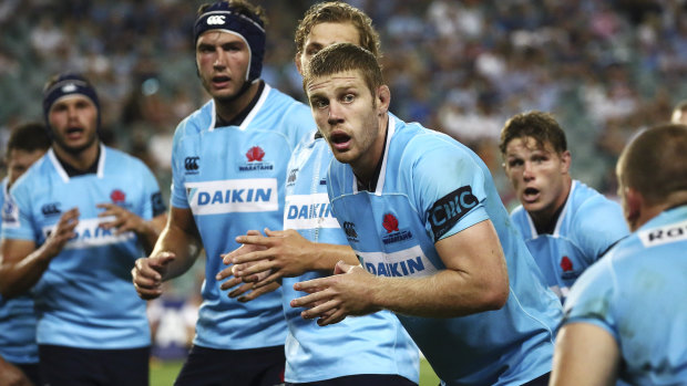 Back: Waratahs second-rower Tom Staniforth gets ready for a lineout against the Stormers. 