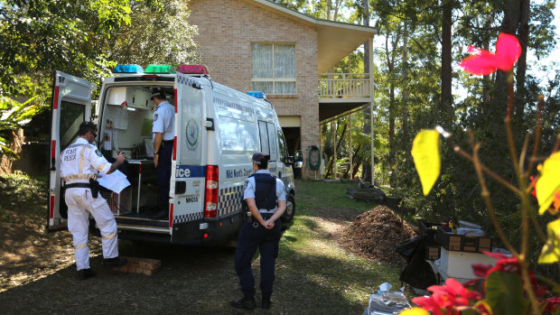 Search: Police at a command post outside the home of William Tyrrell's grandmother.