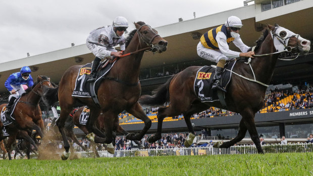 Hugh Bowman on I’m Thunderstruck wins the Golden Eagle.