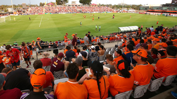 Almost 10,000 squeezed into Dolphin Stadium at Redcliffe to see the Roar play Melbourne City.