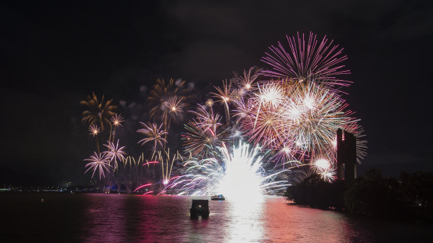 A Firework barge explodes during Skyfire 2019.  