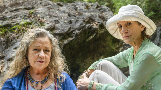 Noni Hazlehurst and Dame Harriet Walter in The End.