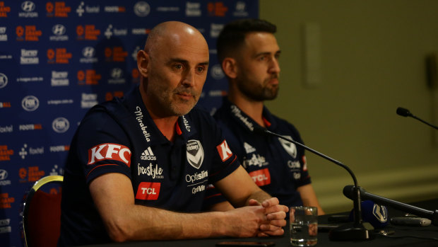Victory coach Kevin Muscat (left) and captain Carl Valeri.