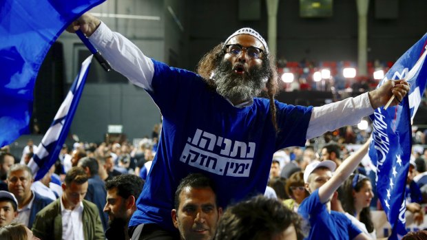 Likud Party supporters on Tuesday night in Tel Aviv.