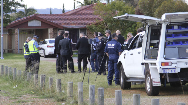 Police on the scene at the house in Seville Grove on Thursday morning.