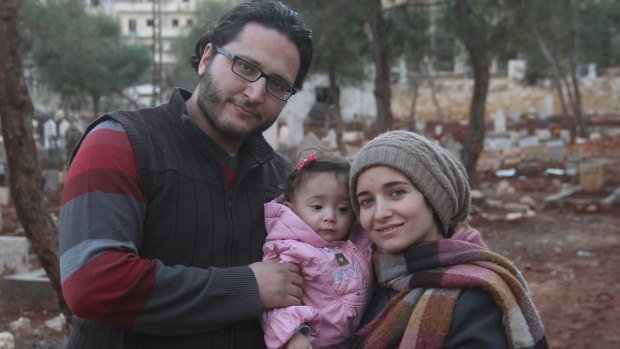 Filmmaker Waad al-Kateab (right), her husband Hamza, and their daughter Sama.