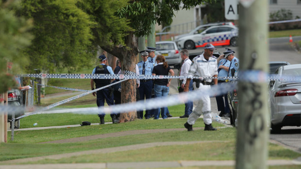 Officers at the scene of the police shooting at Vena Street in Glendale.