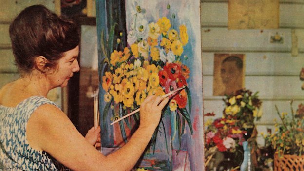 Margaret Olley painting at Farndon, 1966. 