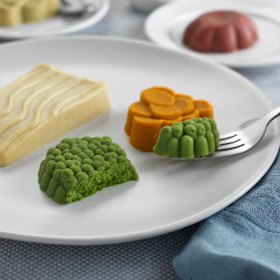 A texture-modified meal produced by The Pure Food Co. The nutrient-enriched meals are designed to be safer to eat, and to support the health, strength and dignity of people with swallowing difficulties. 