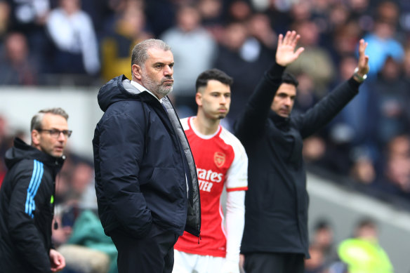 Tottenham manager Ange Postecoglou is unfazed that victory over Manchester City would effectively gift-wrap the Premier League title for Spurs’ most hated foes.