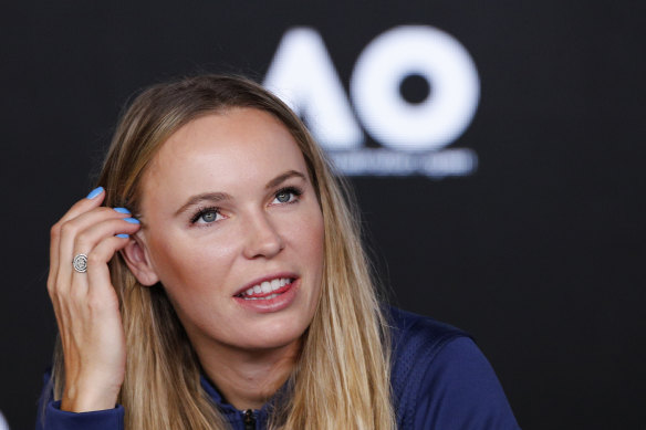 Caroline Wozniacki speaks to the media on Saturday ahead of the Australian Open, after which she will retire from tennis. 