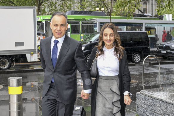 Opposition Leader John Pesutto and wife Betty outside the Federal Court.