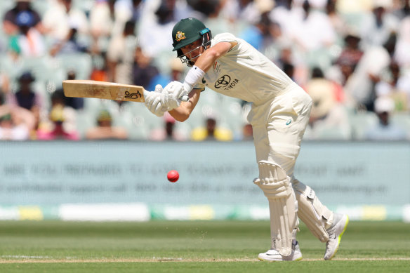 Marnus Labuschagne of Australia bats during day two of the Adelaide Test.