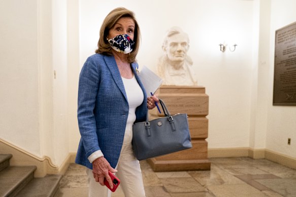 US House Speaker Nancy Pelosi leaves her office on Friday.