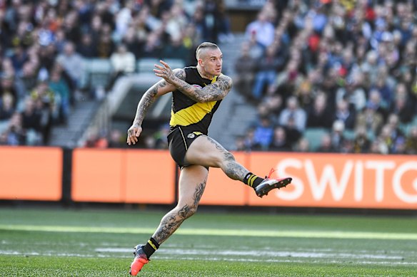 Former Richmond champion Dustin Martin in action at the MCG.
