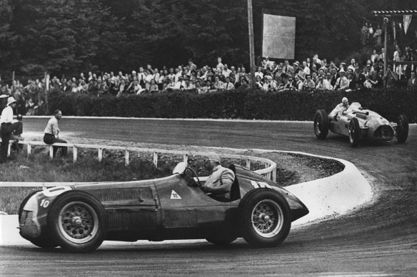 The Alfa Romeo 158 at the Belgium Grand Prix at Spa in 1950.