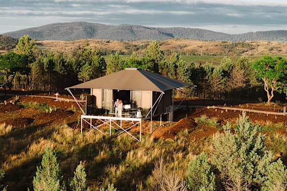 Glamping accommodation at Lake Keepit.