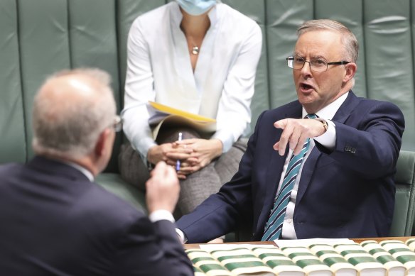 This contest is getting hotter ... Opposition Leader Anthony Albanese and Prime Minister Scott Morrison on Wednesday.