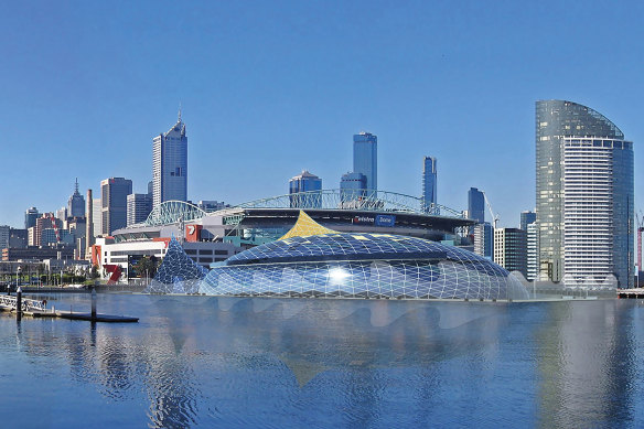 A daytime version of the proposed Melbourne City Fish Market.