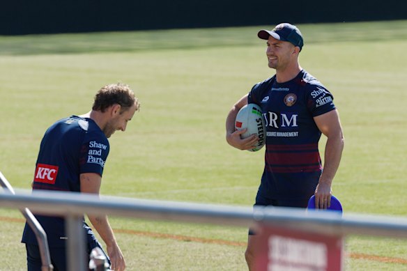 Kieran Foran prepares for his first session as Manly coach on Sunday.