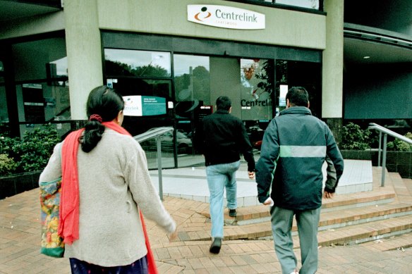 Unemployed people seek assistance at Centrelink.