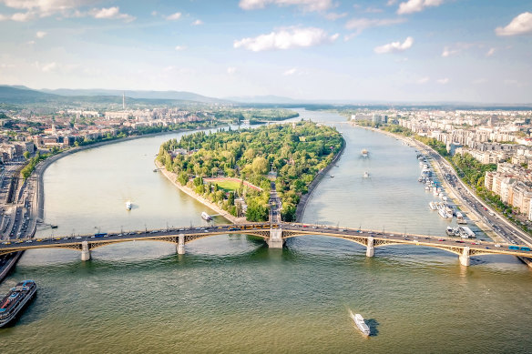 Margaret Island and the Margaret Bridge.