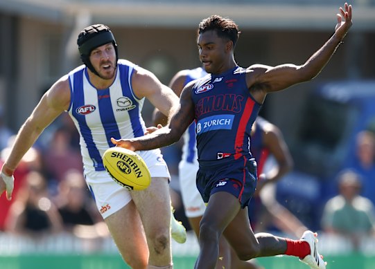 Kysaiah Pickett during a practice match against North Melbourne last month.