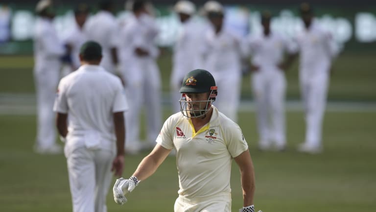 Australia's Shaun Marsh is dismissed by Pakistan's Mohammad Abbas.