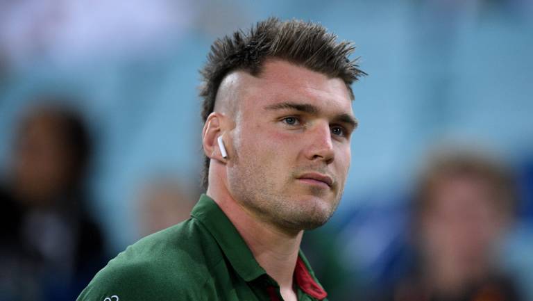 Hard to miss: Angus Crichton has vowed to empty the tank for the Rabbitohs before departing the club, despite facing his soon-to-be teammates on Saturday night.