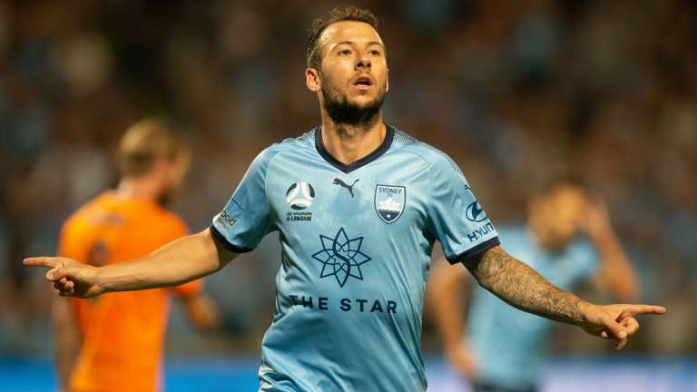 Prolific: Adam Le Fondre celebrates opening the scoring at Jubilee Oval.