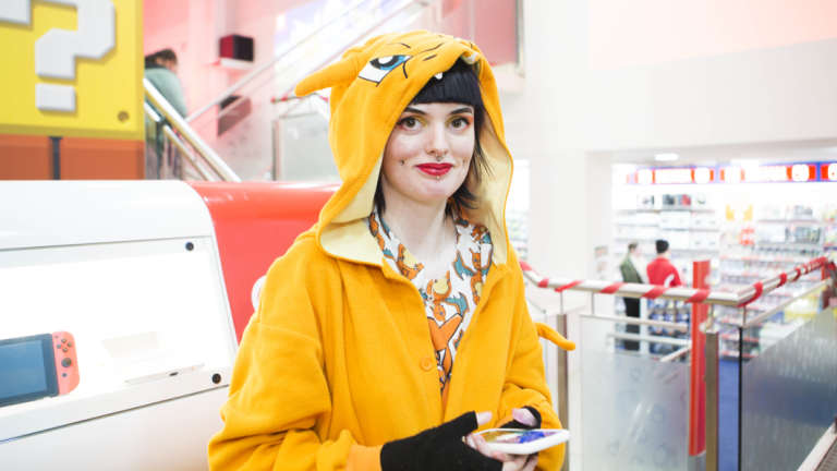 Pokemon enthusiast Ollie Rewell at the late night launch at EB Games Swanston Street in Melbourne.