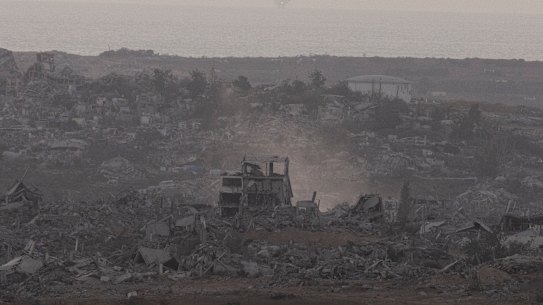 Destroyed buildings in the northern Gaza Strip, as seen from a position on the Israeli side of the border on Wednesday.