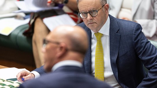 Prime Minister Anthony Albanese (right) and Opposition Leader Peter Dutton during question time.