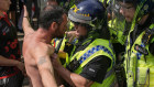 Police clash with right-wing protesters in Manchester at the weekend.