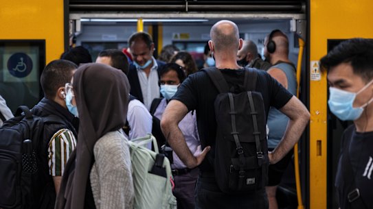 Commuters on Sydney’s public transport system when it returned in a limited capacity last Tuesday.