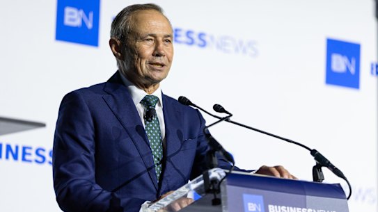 WA Premier Roger Cook speaks at a Business News breakfast at Crown Perth.